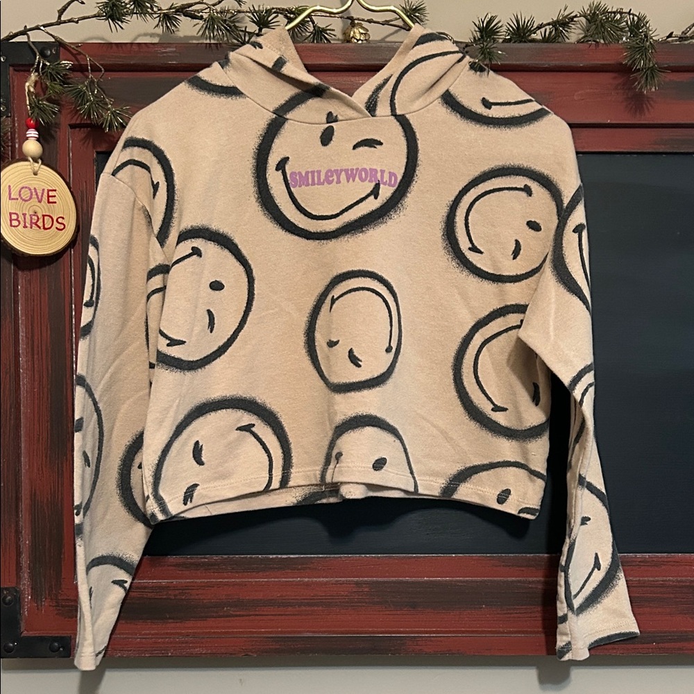H&M Beige Smiley Face Hoodie